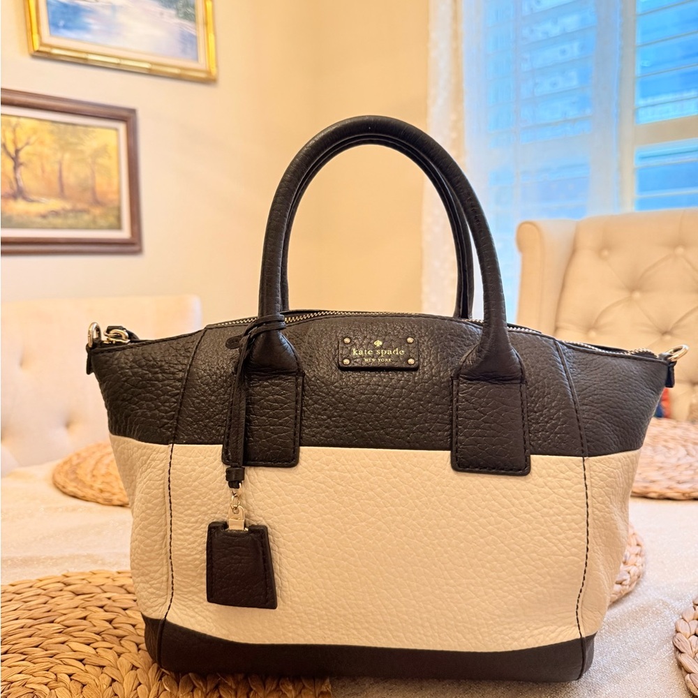 Kate Spade Pebbled Leather Black & White Satchel